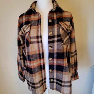 And the Why Plaid Open Front Shacket